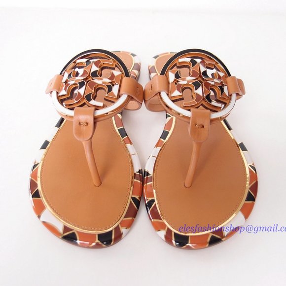 NIB Tory Burch Enamel Miller Sandals Elba Camello US 7 AUTHETNIC - Picture 8 of 15